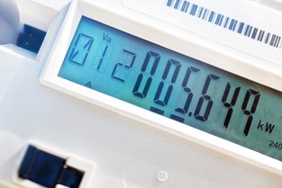 Electricity Smart Meter Detail Digital display of electric smart meter.
